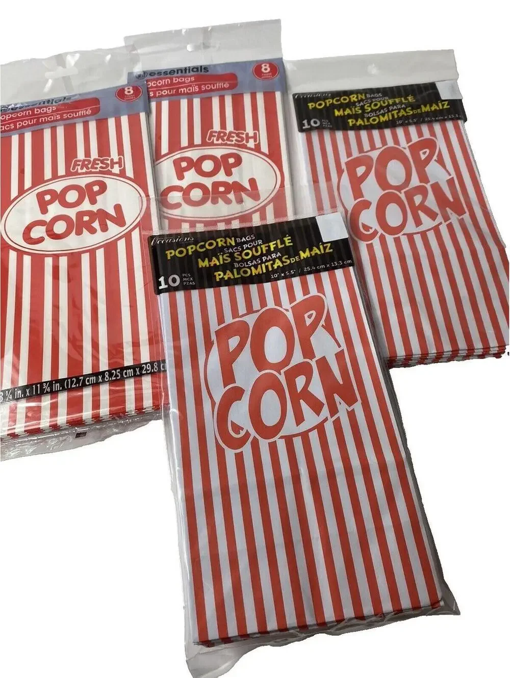 Popcorn Serving Bags, Fun Movie Night Disposable Popcorn Bags Red & White New